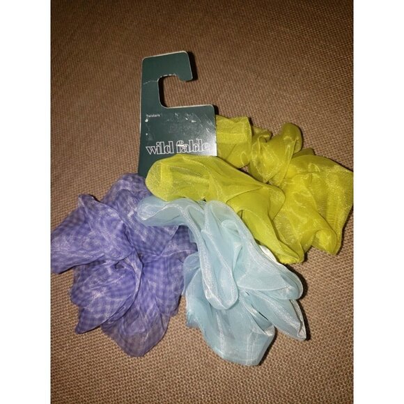 Nwt Wild Fable Gingham Jumbo Hair Twister Set - Multicolor Cools - 3pk - Picture 1 of 2